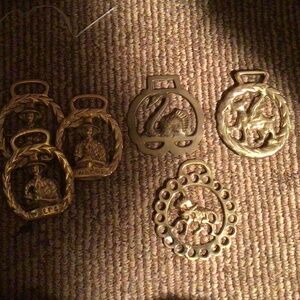 6 brass horse harness buckles